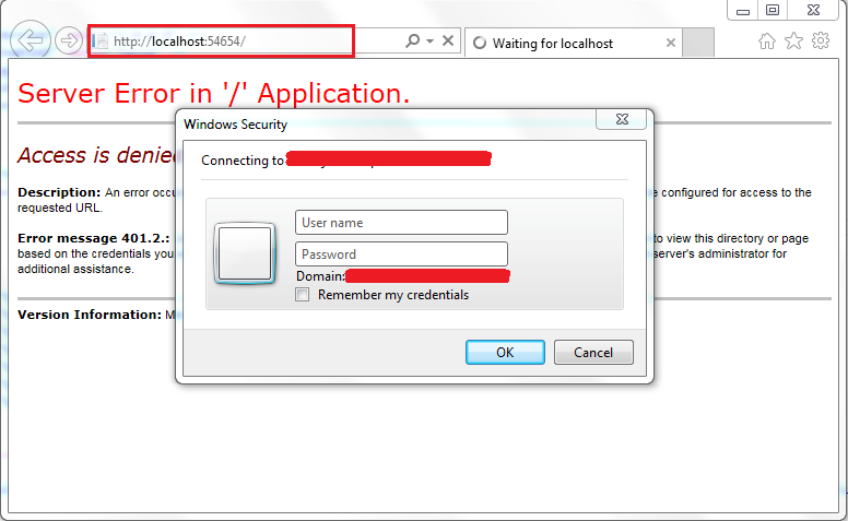 ASP.Net application with Windows Authentication in IIS Express
