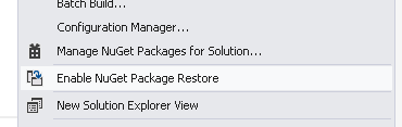 Enable NuGet Package Restore option