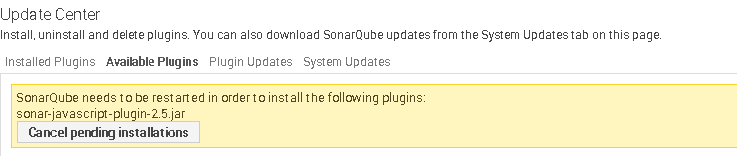 SonarCube - Restart the server after plugin installation