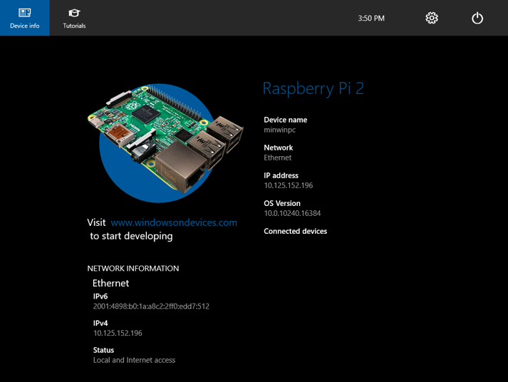 Window10 IoT core - Raspberry Pi 2