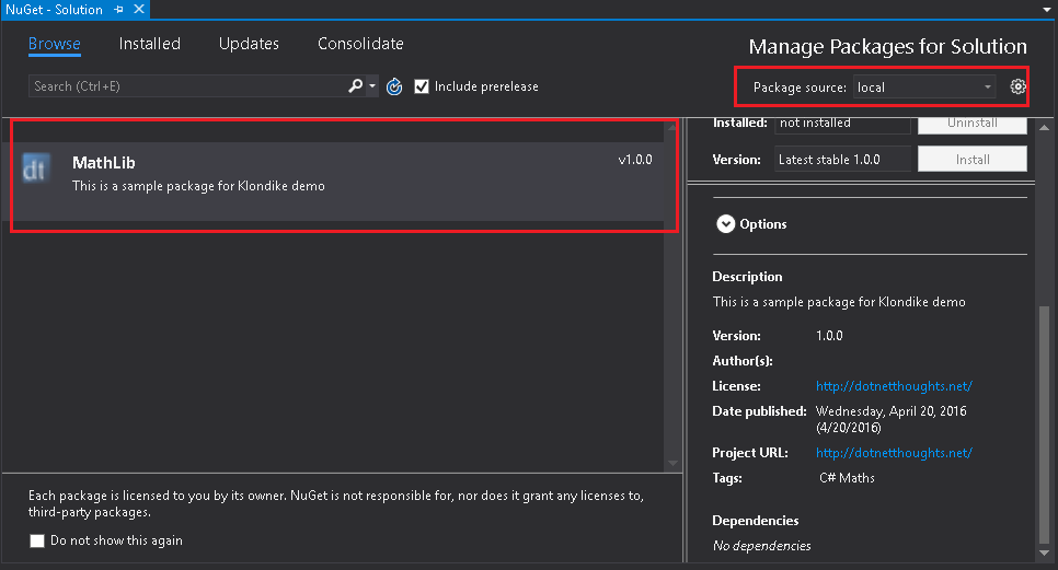 Manage Nuget Packages for solution