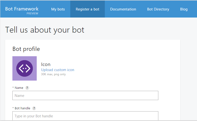 Bot Registration Page