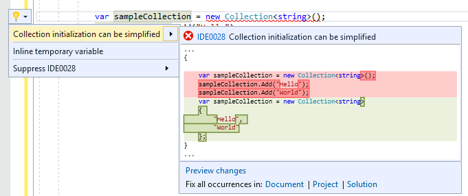 Use collection initializer
