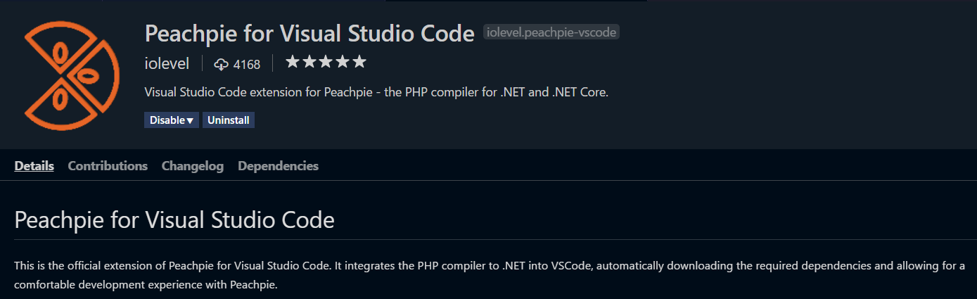 Peachpie for Visual Studio Code