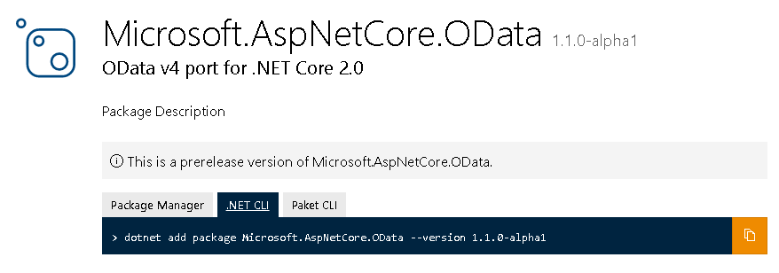 ASP.NET Core OData Package