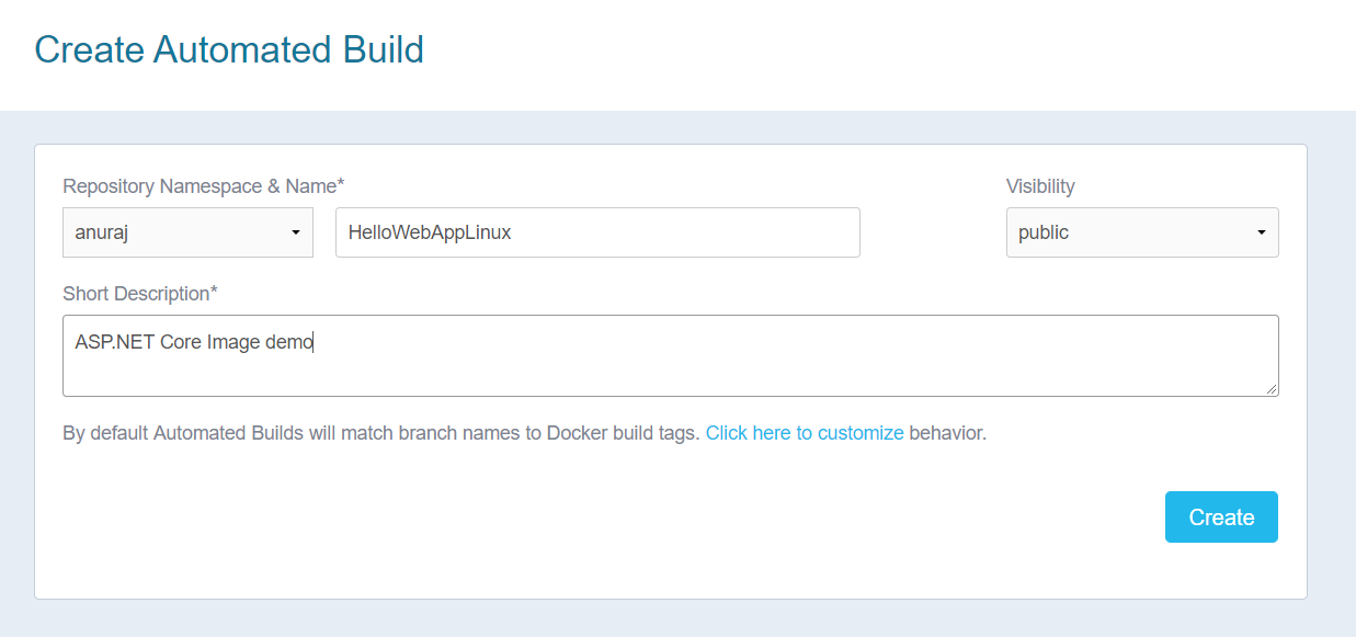 Docker Hub automated build options