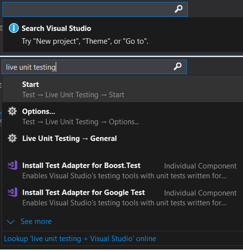 Visual Studio 2019 Search