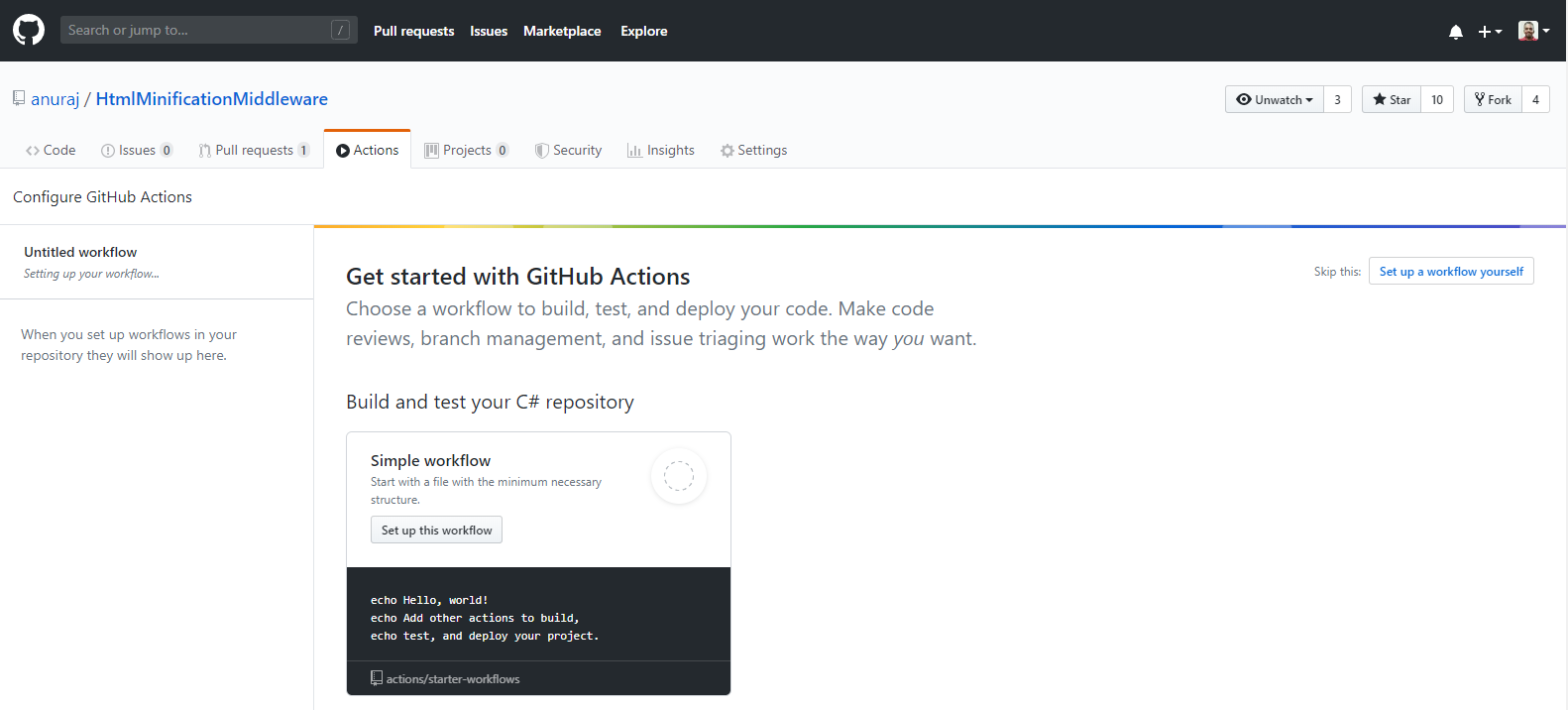 GitHub Actions - New Action