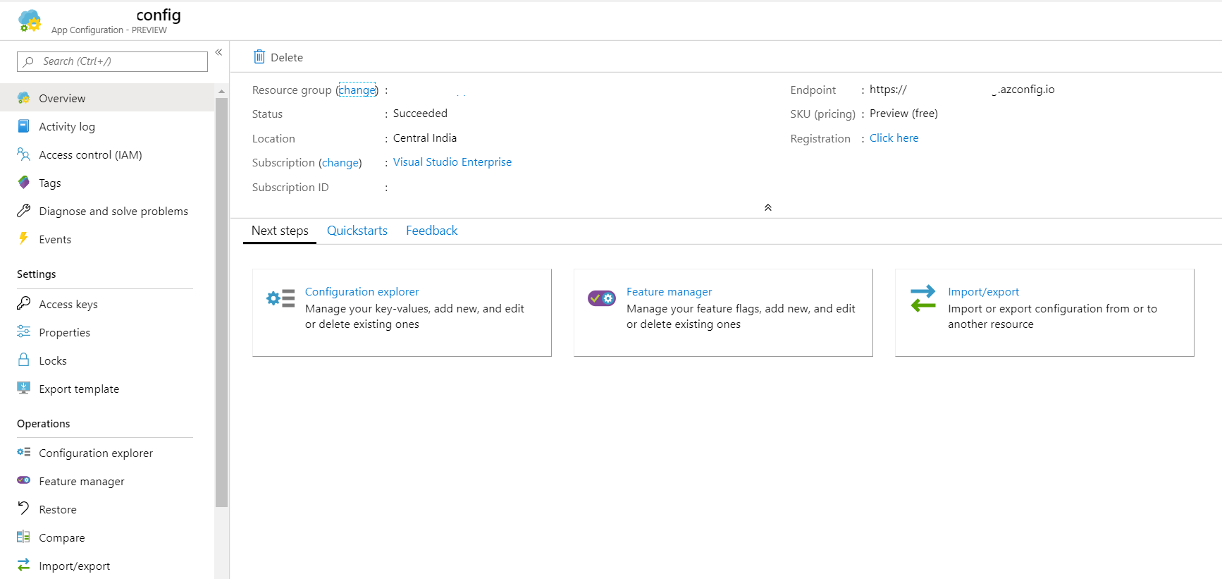 Azure App Configuration - Feature Manager - Settings