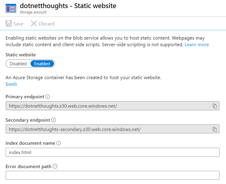 Static Website Configuration