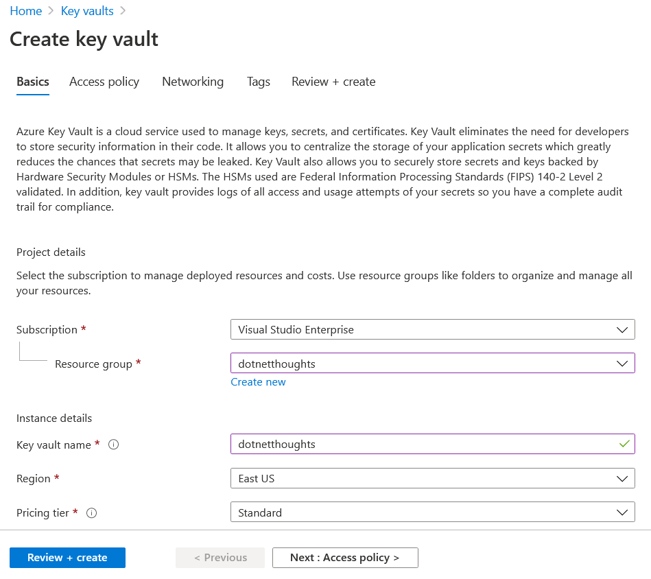 Create Azure Key Vault