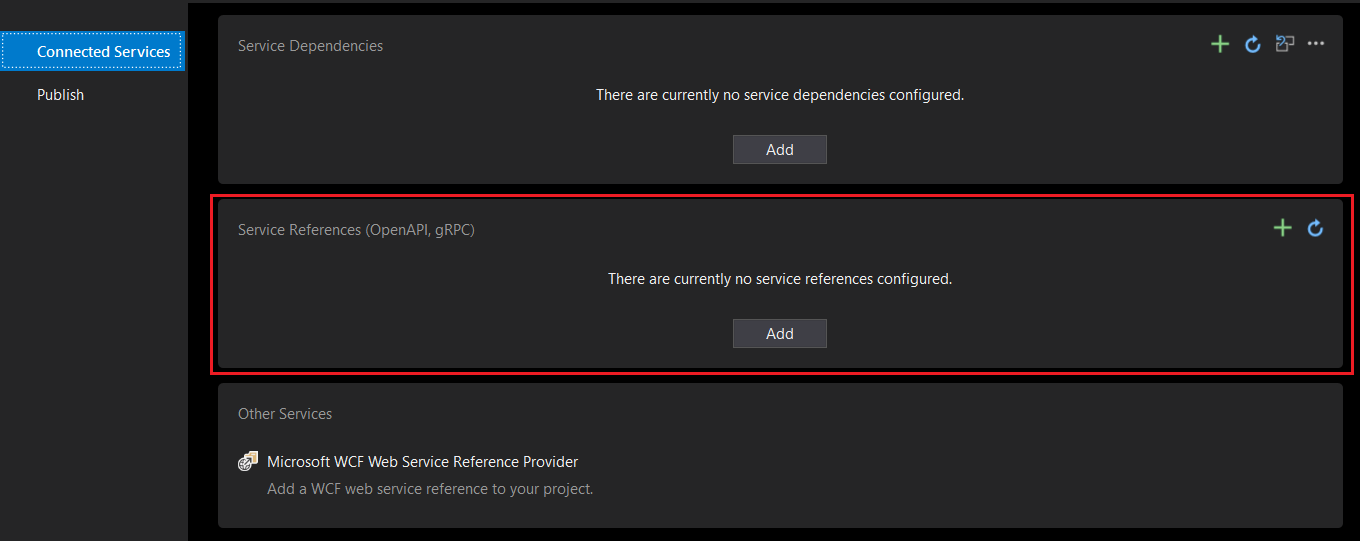 Add Connected Service from Visual Studio