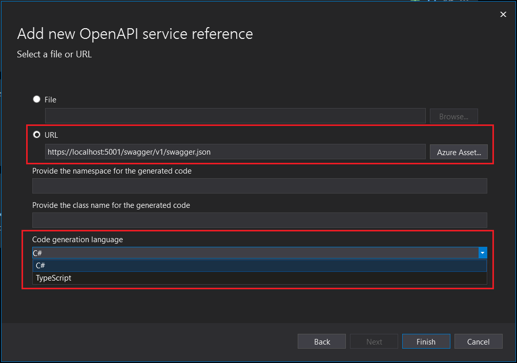 Open API from Connected Service Wizard - Configuration