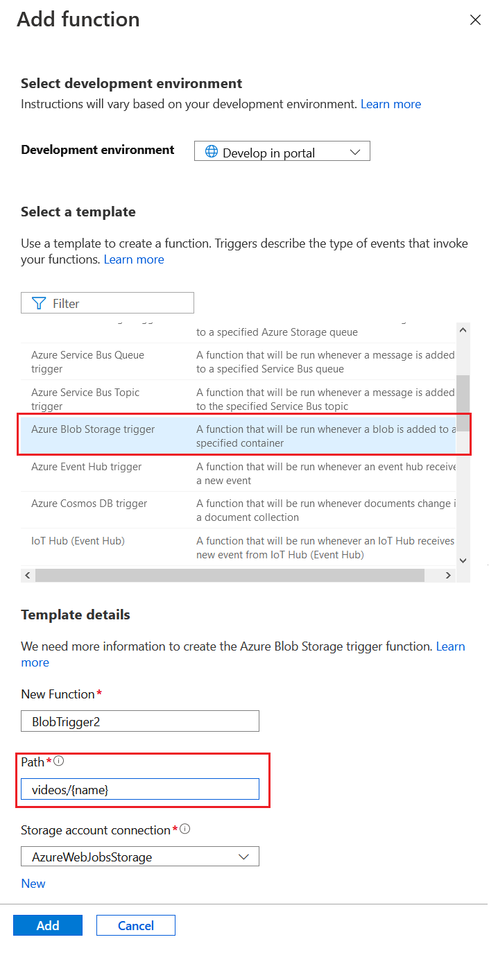 Create New Azure Function in Portal