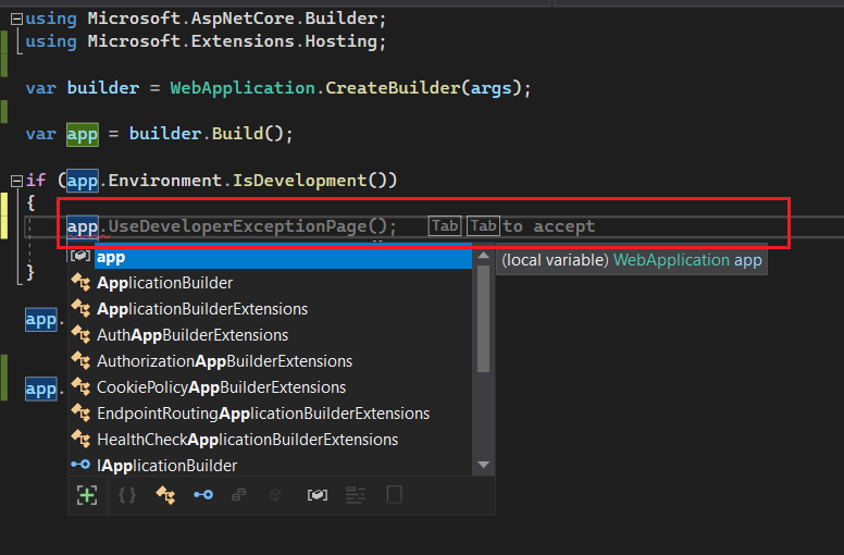Visual Studio 2022 - IntelliCode completions