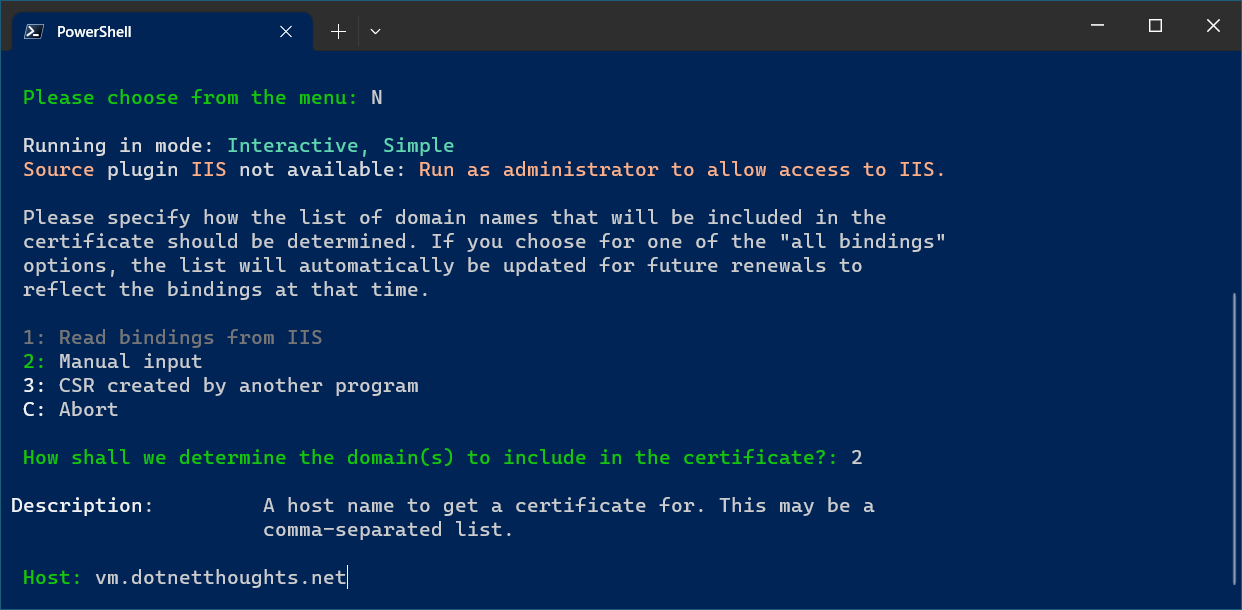 Create free SSL certificate - Step 2