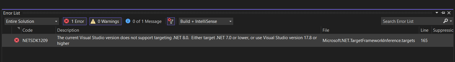 Visual Studio 2022 - .NET 8 project