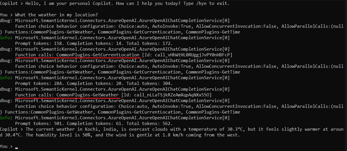 Hello World Copilot with Function calling