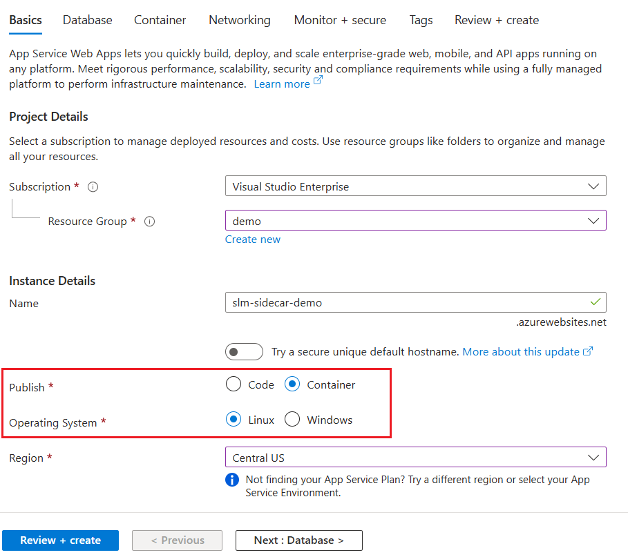 Create Azure App Service