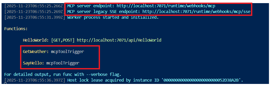 Azure Functions running
