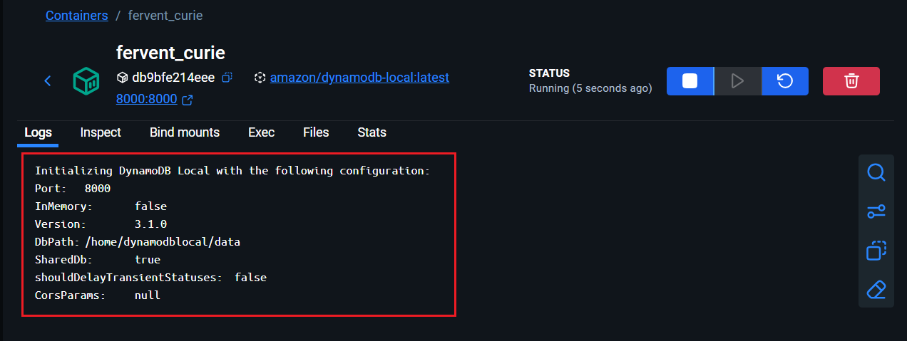 DynamoDb running locally with Volume