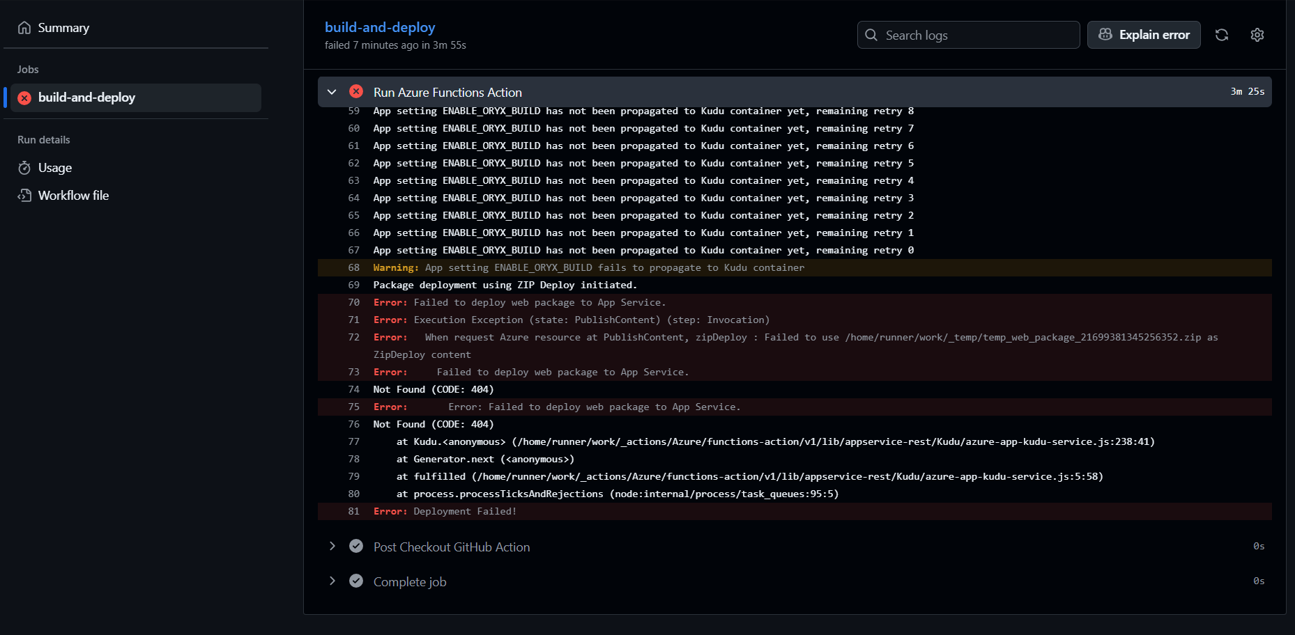 GitHub Action Failed