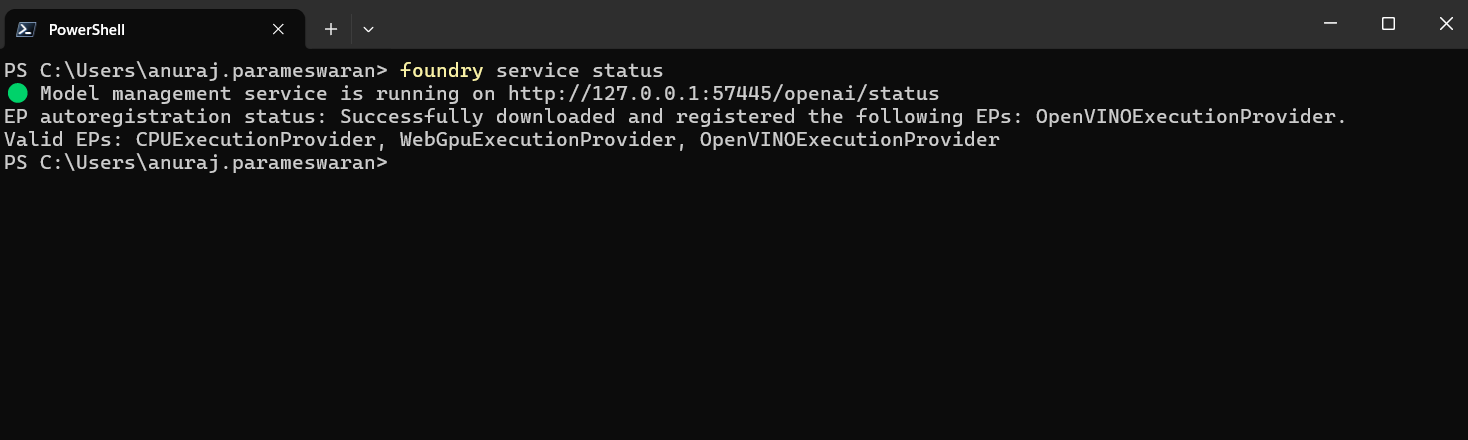 Foundry Local Status