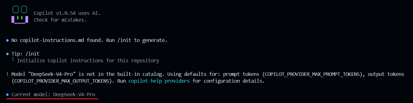 Copilot is running with DeepSeek model