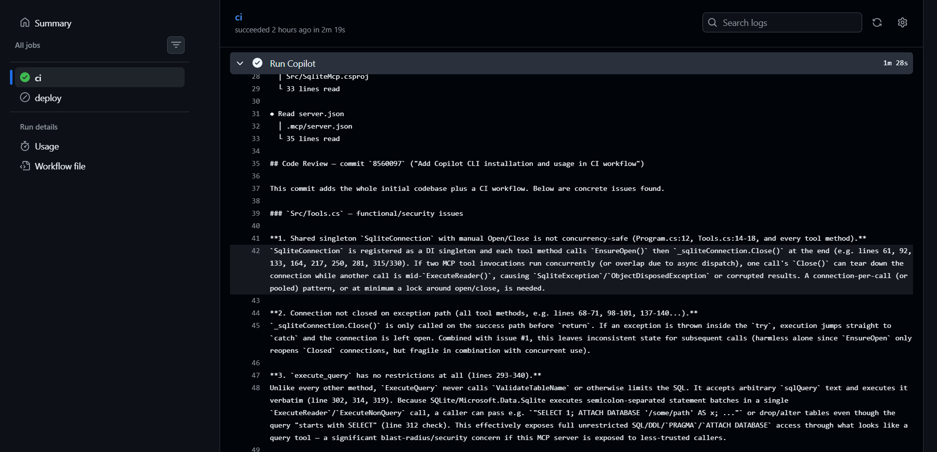 GitHub Copilot Review details.